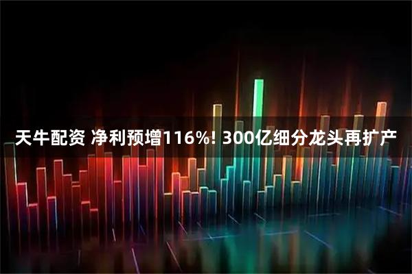 天牛配资 净利预增116%! 300亿细分龙头再扩产